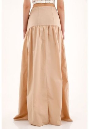 Topmark Falda Larga Café Con Pretina En Rib Para Mujer