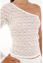 Camiseta One Shoulder Tipo Blonda Crudo Para Mujer de topmark