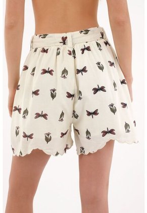 Topmark Short Estampado Con Cintutón Crudo Para Mujer