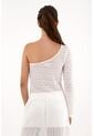 Camiseta One Shoulder Tipo Blonda Crudo Para Mujer de topmark