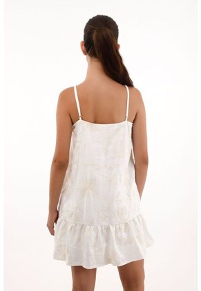 Vestido Corto En Tela Bordada Crudo Para Mujer