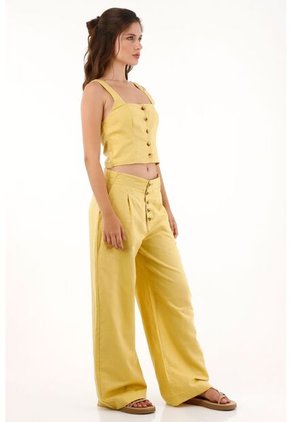 Topmark Pantalón Recto De Tiro Alto Amarillo Para Mujer