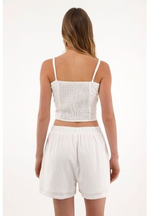 Topmark Crop En Tela Bordada Crudo Para Mujer