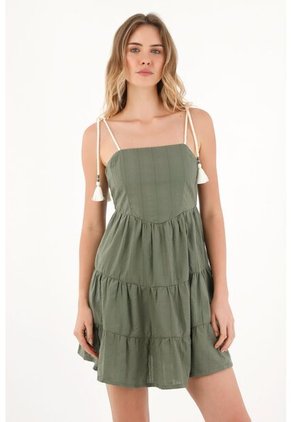 Topmark Vestido Corto De Tiras Verde Para Mujer