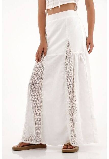 Topmark Falda Larga Con Detalles En Tela Tejida Crudo Para Mujer