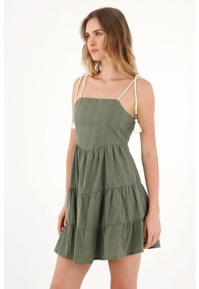 Topmark Vestido Corto De Tiras Verde Para Mujer