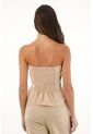 Topmark Camisa Strapless Con Cortes Café Para Mujer de topmark