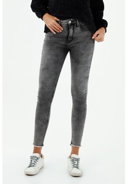 JEANS ROTURAS TIRO ALTO MUJER GRIS CLARO