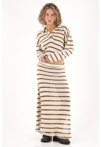 Topmark Falda Larga Tejida A Rayas Multicolor Para Mujer topmark