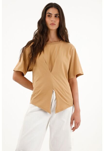 Camiseta Con Detalle Recogido En Delantero Para Mujer