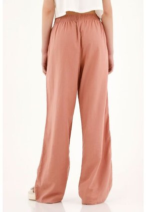 Topmark Pantalón Recto De Pretina Elástica Naranja Para Mujer