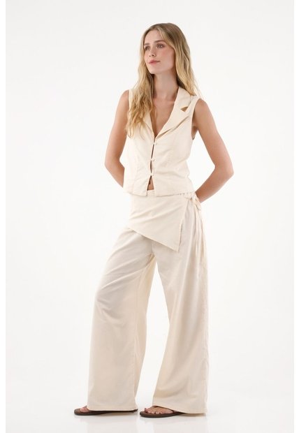 Topmark Pantalón Wide Leg Con Pañoleta Para Mujer