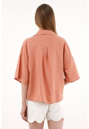Topmark Camisa Oversize Manga Corta Naranja Para Mujer