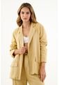 Blazer Con Tapas De Bolsillos Amarillo Para Mujer de topmark