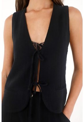 Topmark Chaleco De Tiras En Delantero Negro Para Mujer