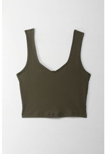 Topmark Camiseta Crop En Rib Verde Para Mujer