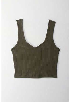Topmark Camiseta Crop En Rib Verde Para Mujer