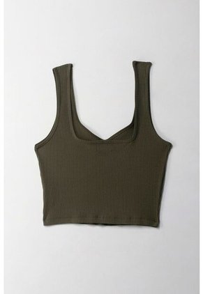 Topmark Camiseta Crop En Rib Verde Para Mujer