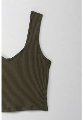 Topmark Camiseta Crop En Rib Verde Para Mujer