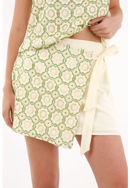 Falda En Tela Bordada Con Diseño De Flores Para Mujer