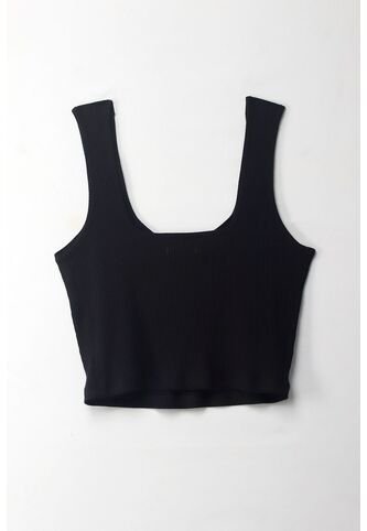 Topmark Camiseta Crop En Rib Negra Para Mujer topmark
