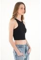 Topmark Camiseta Manga Sisa Negra Para Mujer de topmark