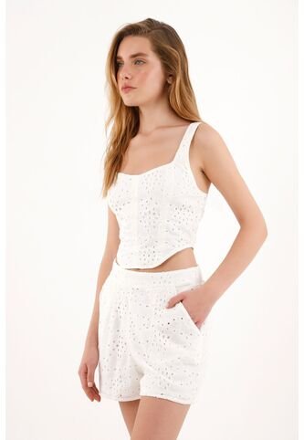 Topmark Crop Top Crudo En Ojalillo Para Mujer topmark