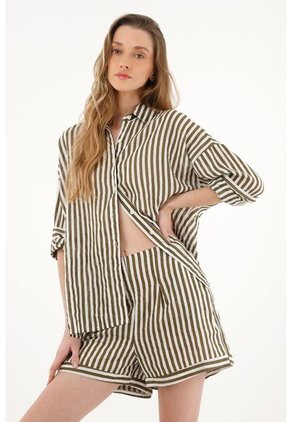 Topmark Bermuda Con Estampado De Rayas Para Mujer