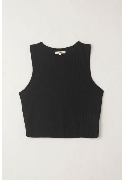 Topmark Camiseta Manga Sisa Tejida Negra Para Mujer