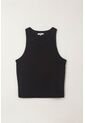 Topmark Camiseta Manga Sisa Negra De Silueta Ajustada Para Mujer de topmark