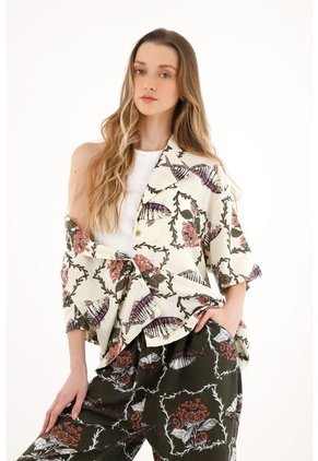 Topmark Camisa Tipo Bowling Estampada Para Mujer