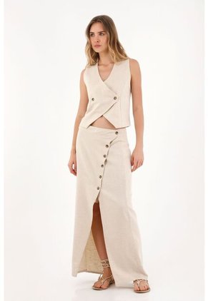 Topmark Falda Larga Con Perilla Diagonal Crudo Para Mujer