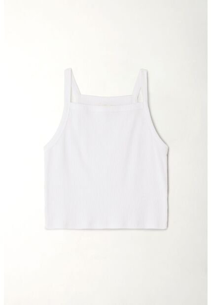Topmark Camiseta Crop Ajustada Blanca Para Mujer