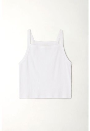 Topmark Camiseta Crop Ajustada Blanca Para Mujer