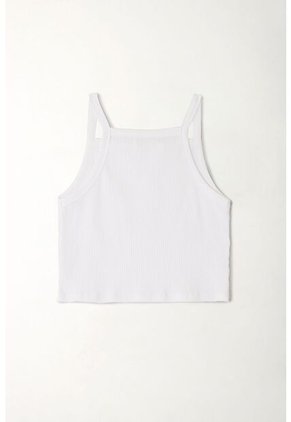 Topmark Camiseta Crop Ajustada Blanca Para Mujer