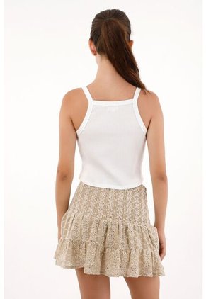 Topmark Camiseta Crop Ajustada Blanca Para Mujer