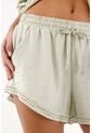 Topmark Bermuda Para Mujer En Viscosa Verde Salvia Fit Relajado Con Ribete Calado de topmark