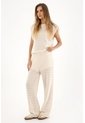 Topmark Pantalón Tejido De Tiro Alto Crudo Para Mujer de topmark