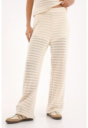 Topmark Pantalón Tejido De Tiro Alto Crudo Para Mujer