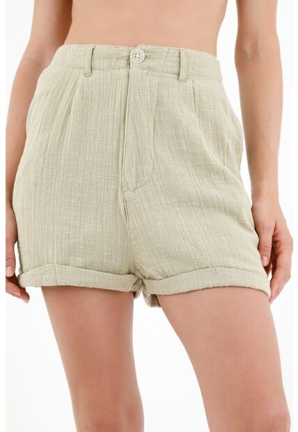 Topmark Bermuda Verde Con Guardapolvo En Ruedo Para Mujer