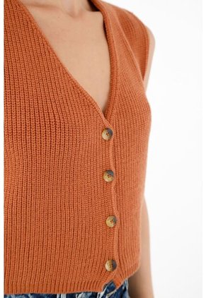 Topmark Chaleco Tejido Naranja Para Mujer