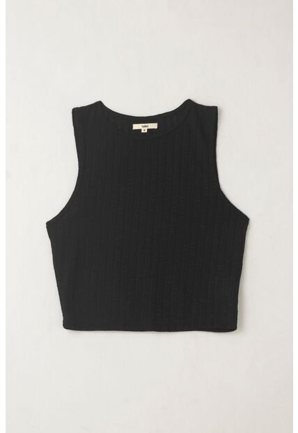 Topmark Camiseta Manga Sisa Tejida Negra Para Mujer