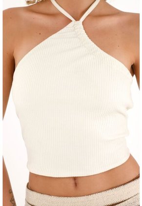 Topmark Camiseta Crop De Tiras Que Anudan En Cuello Crudo Para Mujer