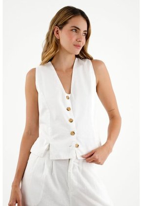 Chaleco Crudo Con Escote Profundo Para Mujer