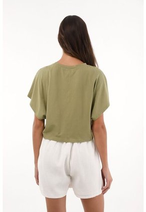 Camiseta Crop Amplia Verde Para Mujer