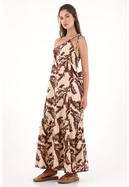 Topmark Vestido Largo One Shoulder Estampado Para Mujer