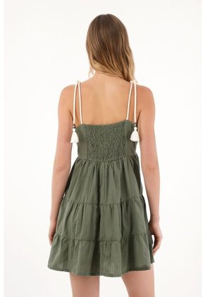 Topmark Vestido Corto De Tiras Verde Para Mujer
