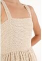 Topmark Vestido Corto En Tela Bordada Crudo Para Mujer de topmark