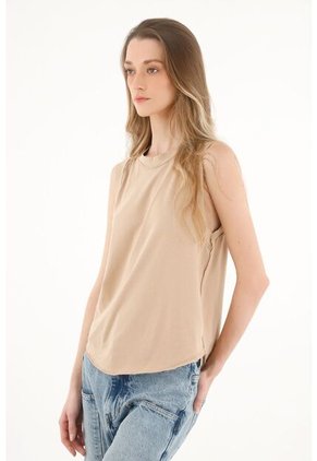 Camiseta Crudo De Manga Sisa Para Mujer