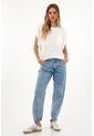 Topmark Jean Boyfriend Tiro Medio Azul Para Mujer de topmark